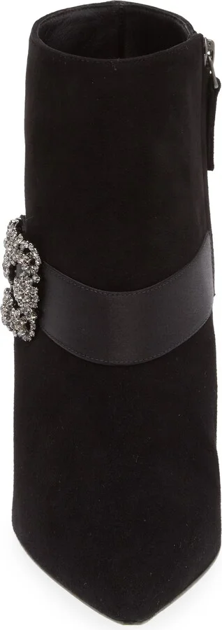 Plinianu Crystal Buckle Pointed Toe Bootie - Image 4