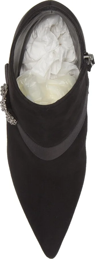 Plinianu Crystal Buckle Pointed Toe Bootie - Image 5