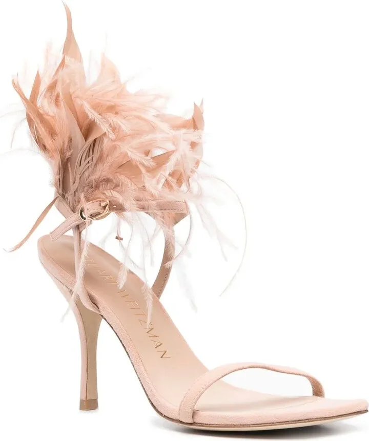 Plume 100 feather-trimmed sandals - Image 2