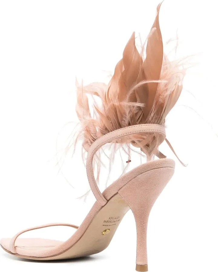 Plume 100 feather-trimmed sandals - Image 3