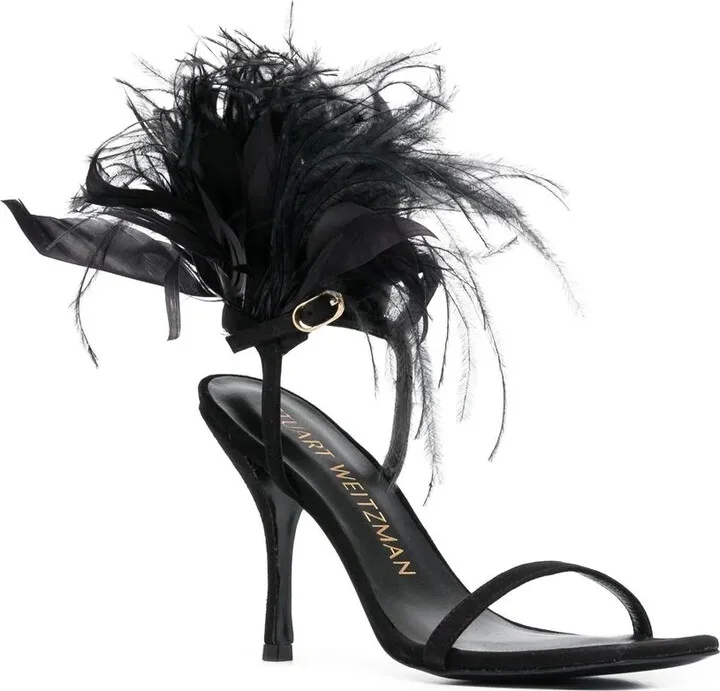 Plume 100 feather-trimmed sandals - Image 2