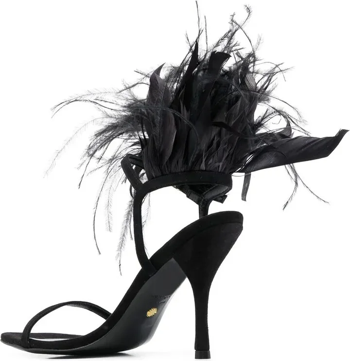 Plume 100 feather-trimmed sandals - Image 3