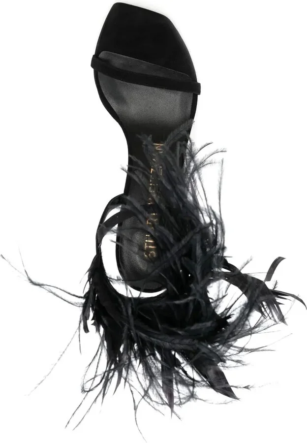 Plume 100 feather-trimmed sandals - Image 4