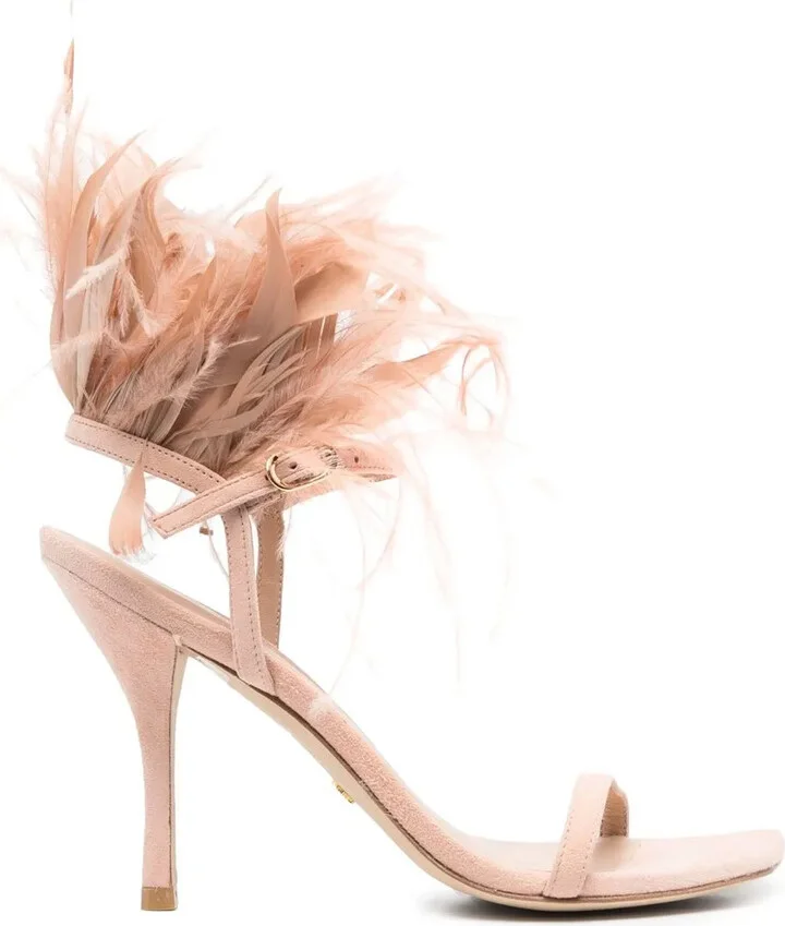Plume 100 feather-trimmed sandals