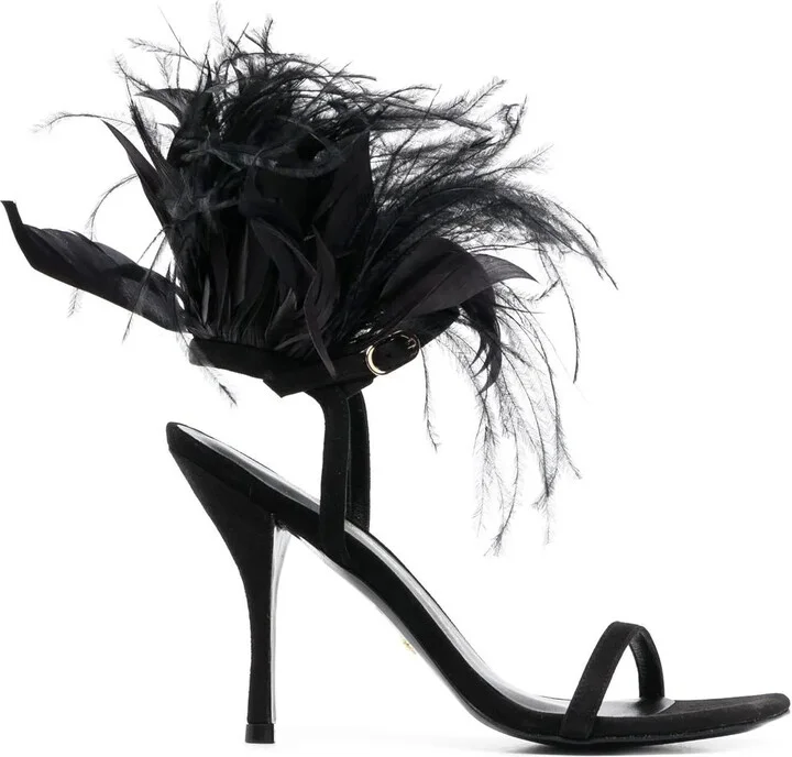 Plume 100 feather-trimmed sandals