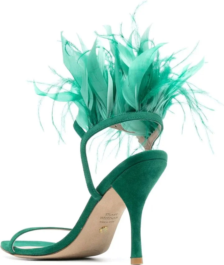 Plume 100mm feather-detail sandals - Image 3