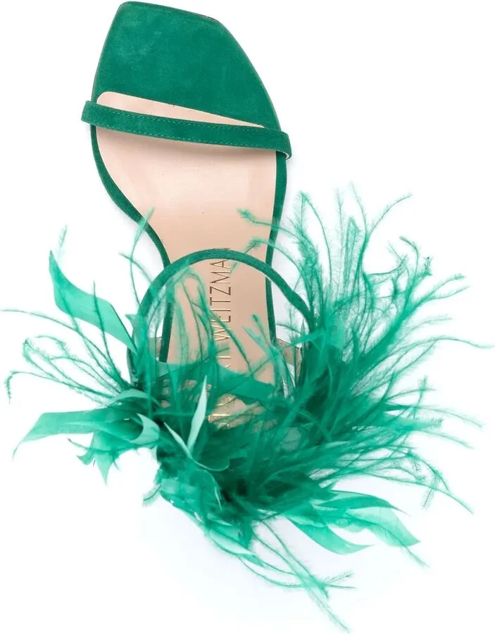 Plume 100mm feather-detail sandals - Image 4