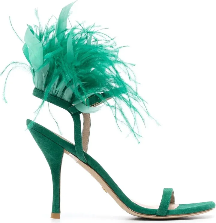 Plume 100mm feather-detail sandals
