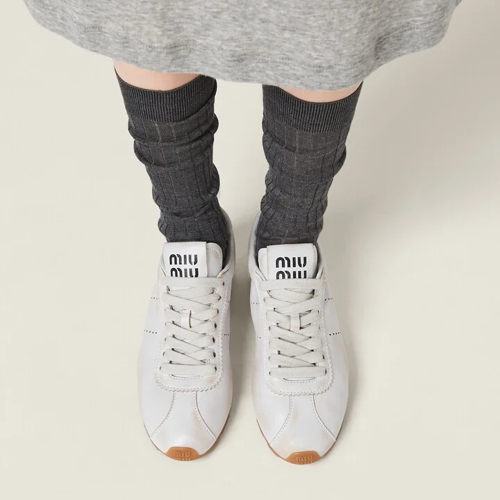 Plume bleached nappa leather sneakers - Image 5