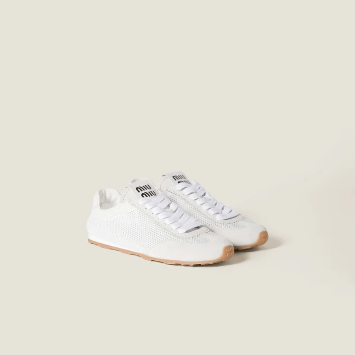 Plume mesh and suede sneakers