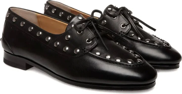 Plume studded leather boat shoes - Image 2