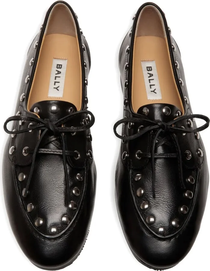Plume studded leather boat shoes - Image 4