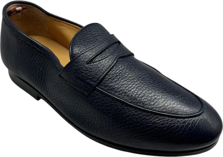 Plumy 6300443 Men's Midnight Calf Grained Leather Loafers