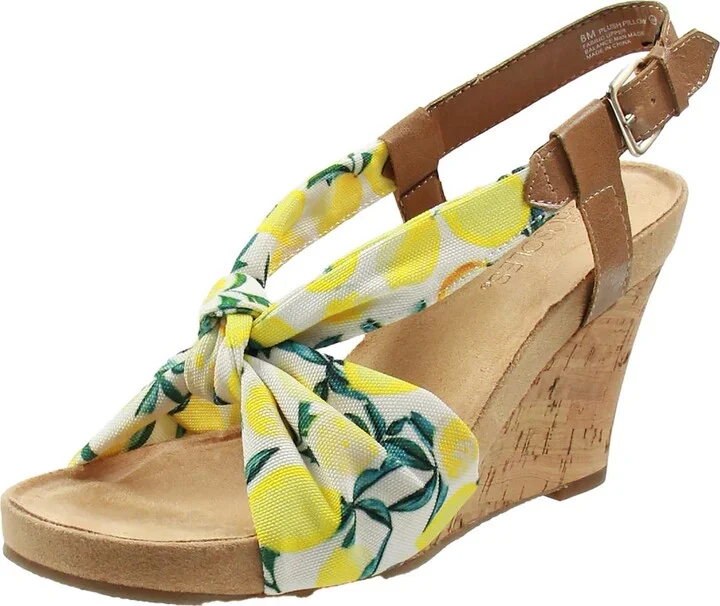 Plush Pillow Womens Knot-Front Slingback Wedges