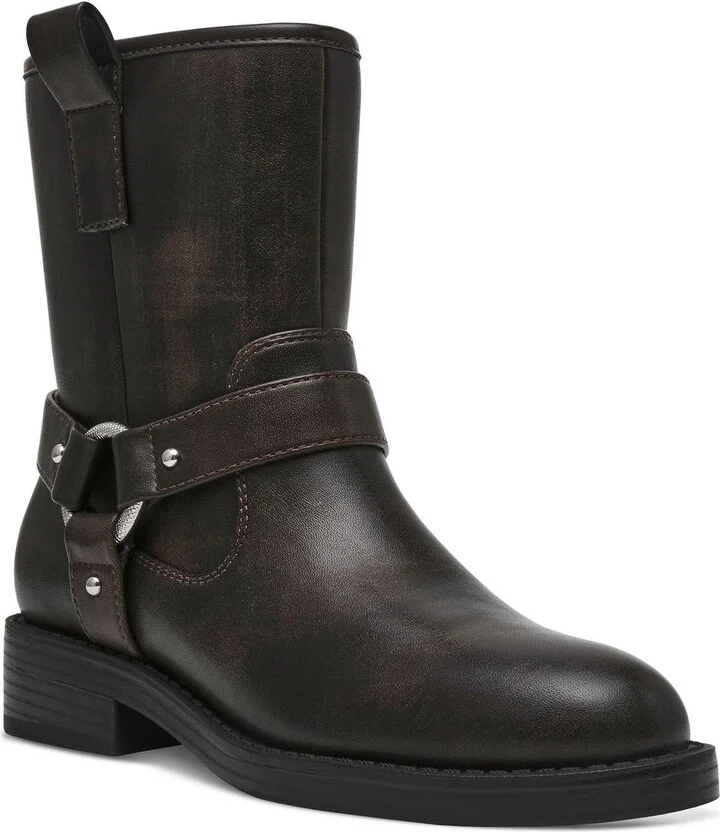 POCA Womens Zipper Manmade Motorcycle Boots