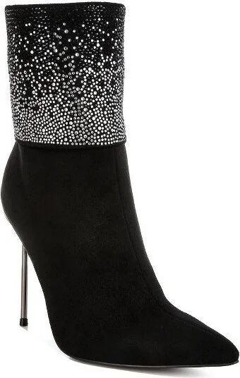 Podstar Rhinestones Embellished Foldover Boots Women - Image 2