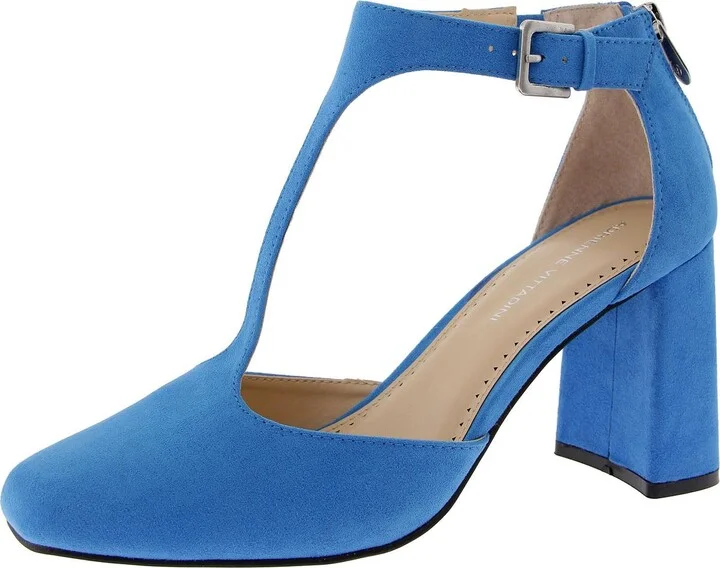 Poetic Womens Zipper Faux Suede Block Heels