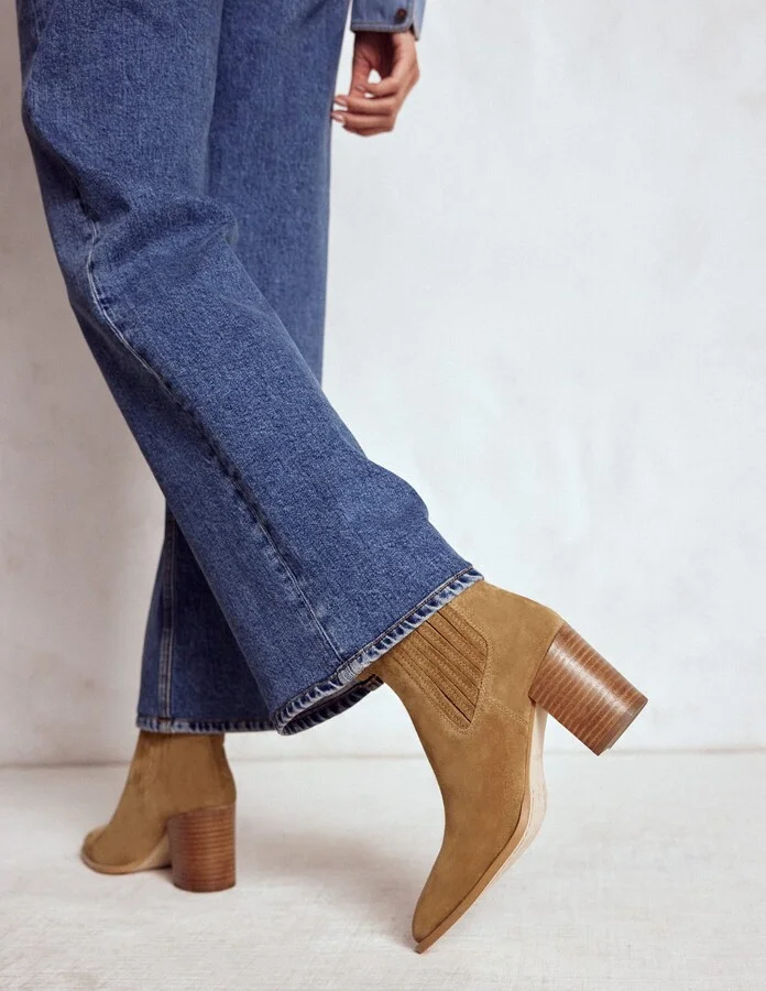 Point Casual Ankle Boots, Caramel - Image 2