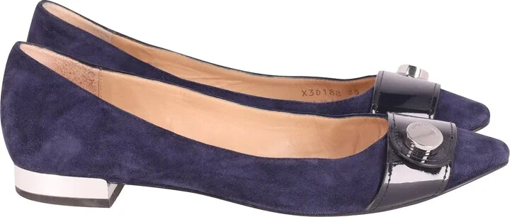 Point-Toe Ballet Flats in Blue Suede