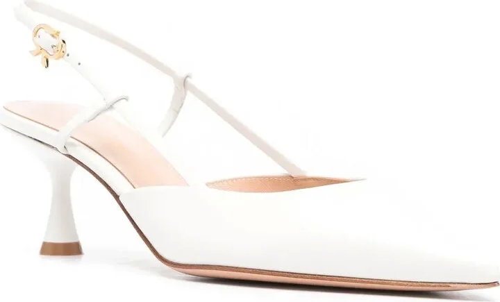 Point Toe Slingback Leather Pumps - Image 2