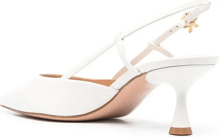Point Toe Slingback Leather Pumps - Image 3
