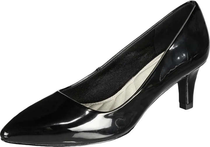 Pointe Womens Faux Leather Pointed Toe Dress Heels
