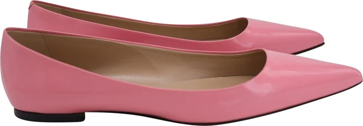 Pointed Ballet Flats in Pink Patent Leather