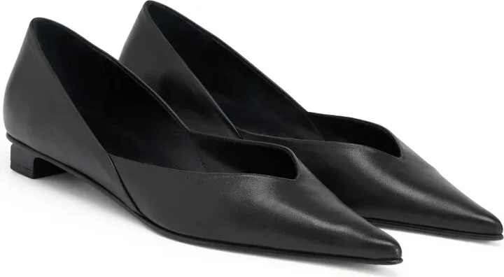 Pointed Flat Leather Pumps - Image 2