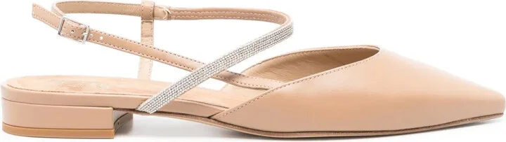 Pointed Leather Ballerina Shoes