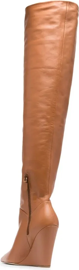 Pointed Leather Knee-High Boots - Image 3