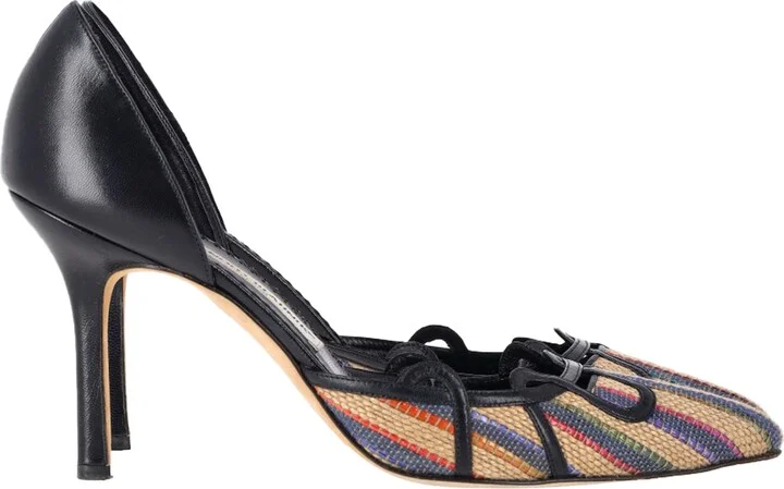 Pointed Pumps in Multicolor Raffia