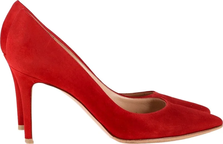 Pointed Pumps in Red Suede