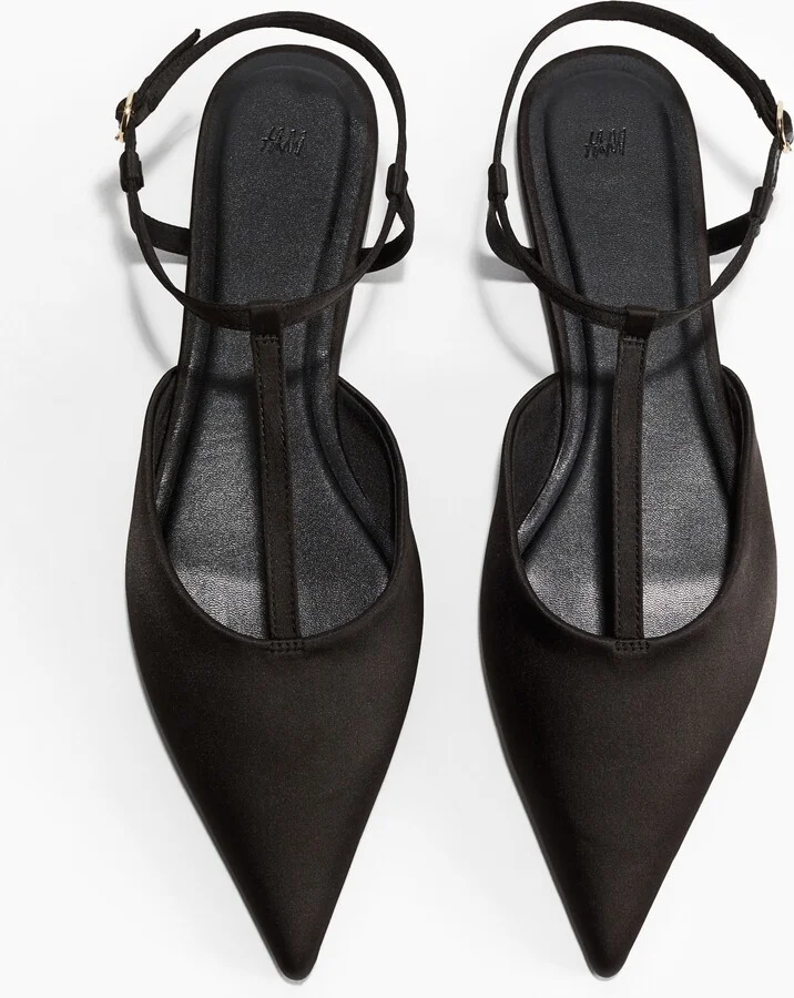 Pointed satin sandals