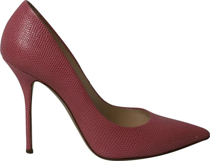 Pointed Stiletto Heels in Pink Leather