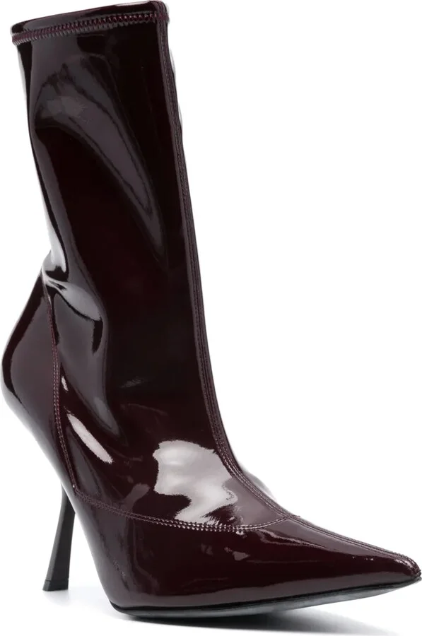 Pointed-Toe 100mm High-Shine Boots - Image 2