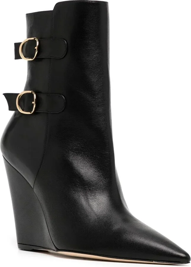 Pointed-Toe 100mm Wedge Boots - Image 2
