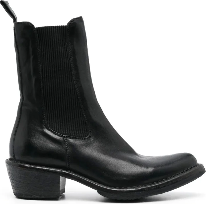 Pointed-Toe Ankle Leather Boots