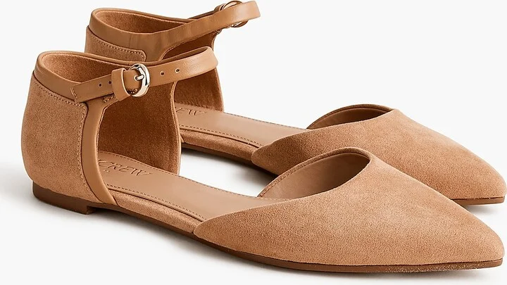 Pointed-toe ankle-strap flats