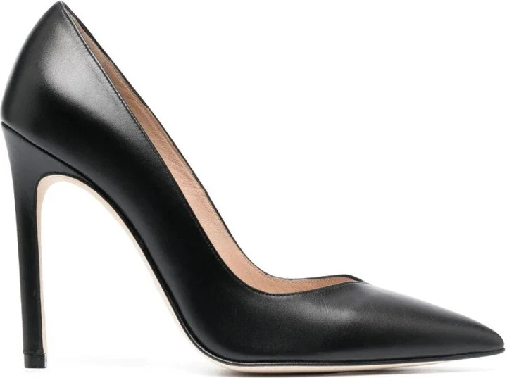 Pointed-Toe Black Pumps With Mid-Height Stiletto Heel