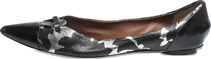 Pointed-Toe Bow-Detail Ballet Flats