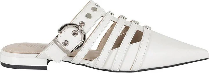 Pointed-toe Buckle Detailed Slip-on Slides