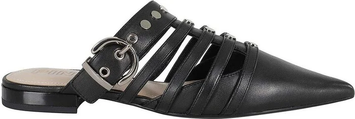 Pointed-toe Buckle Detailed Slip-on Slides