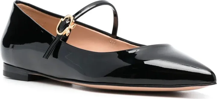 Pointed-Toe Buckle-Strap Ballerina Shoes - Image 2