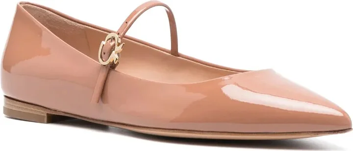 Pointed-Toe Buckle-Strap Ballerina Shoes - Image 2