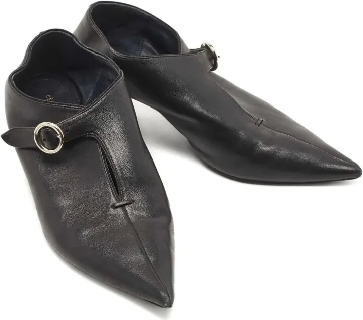 Pointed-Toe Buckled Leather Ankle Boots - Image 3