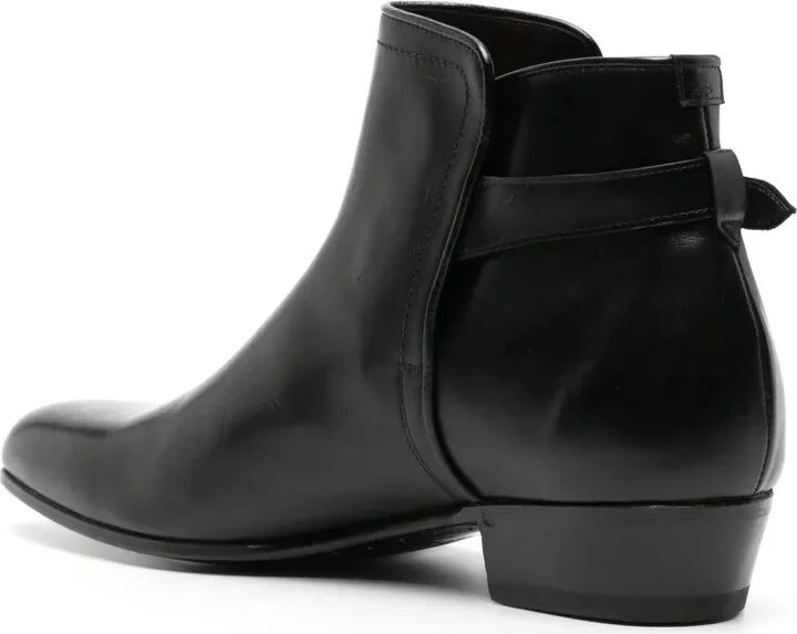 Pointed-Toe Buckled Leather Boots - Image 3