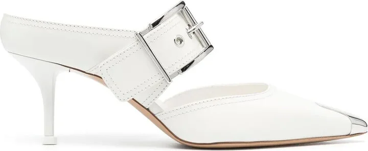 Pointed-Toe Buckled Mules