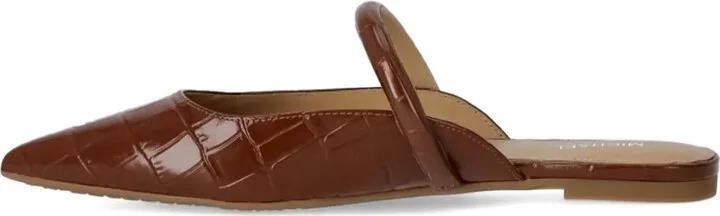 Pointed-Toe Crocodile-Effect Mules