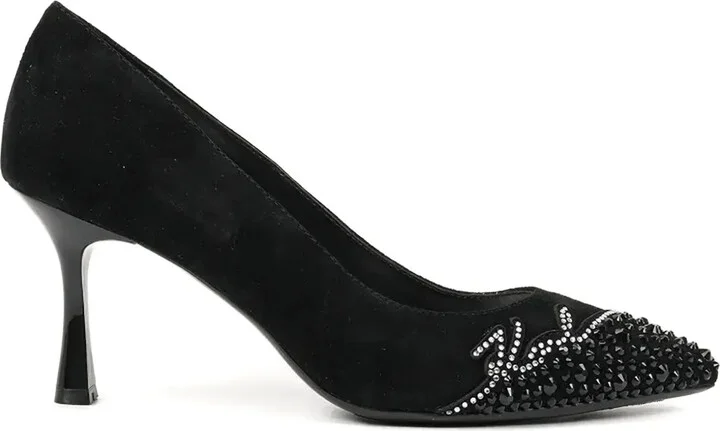 Pointed-Toe Embellished Pumps