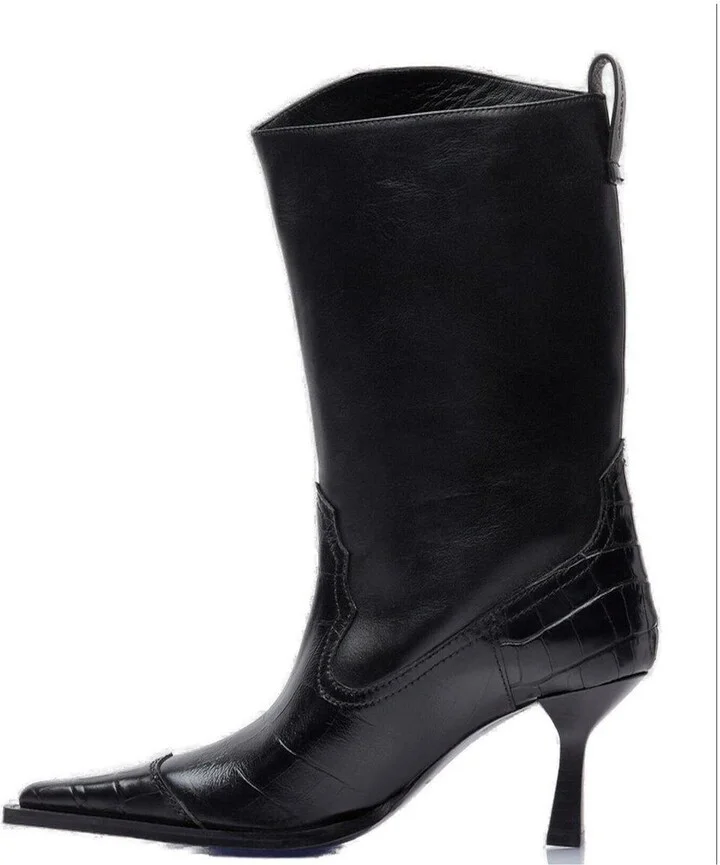 Pointed-toe Embossed Ankle Boots - Image 2